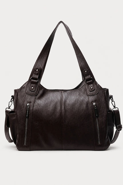 Sac cabas femme à deux compartiments en similicuir — variante 1 : Café