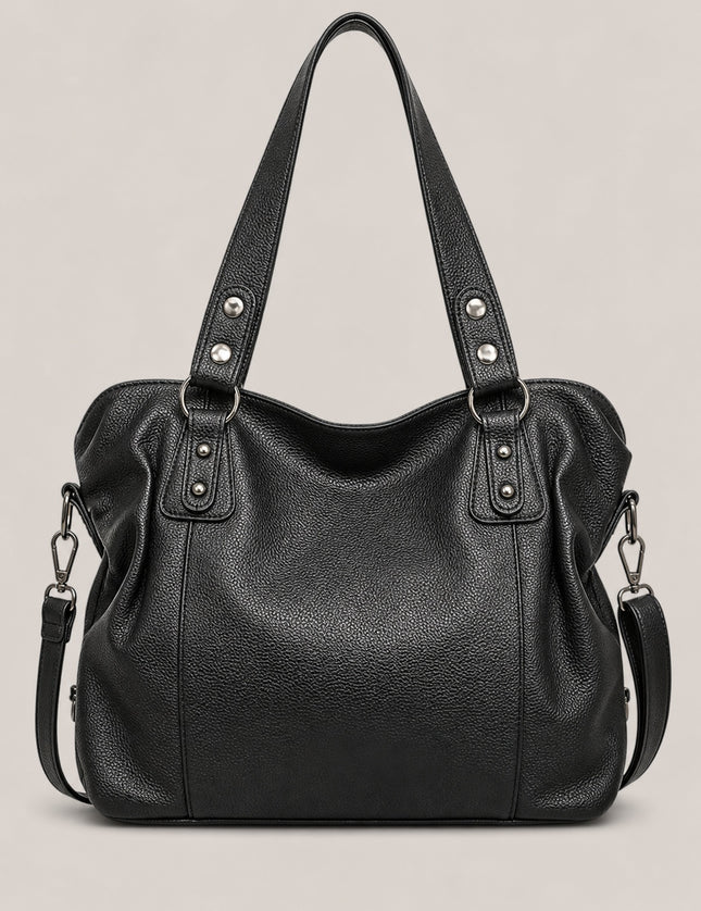 Grand sac de cours femme grainé avec bandoulière — vue de face sur fond gris clair