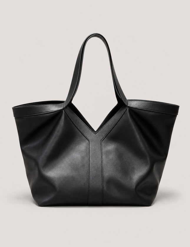 Sac cabas de cours femme évasé en similicuir — vue de face sur fond gris clair