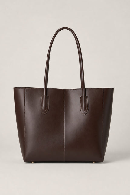 Grand sac cabas de cours femme avec pochette — vue de face sur fond gris clair