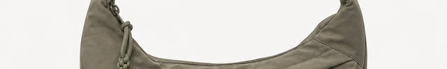 Grand sac banane femme en nylon multi-poches — vue de face sur fond gris clair