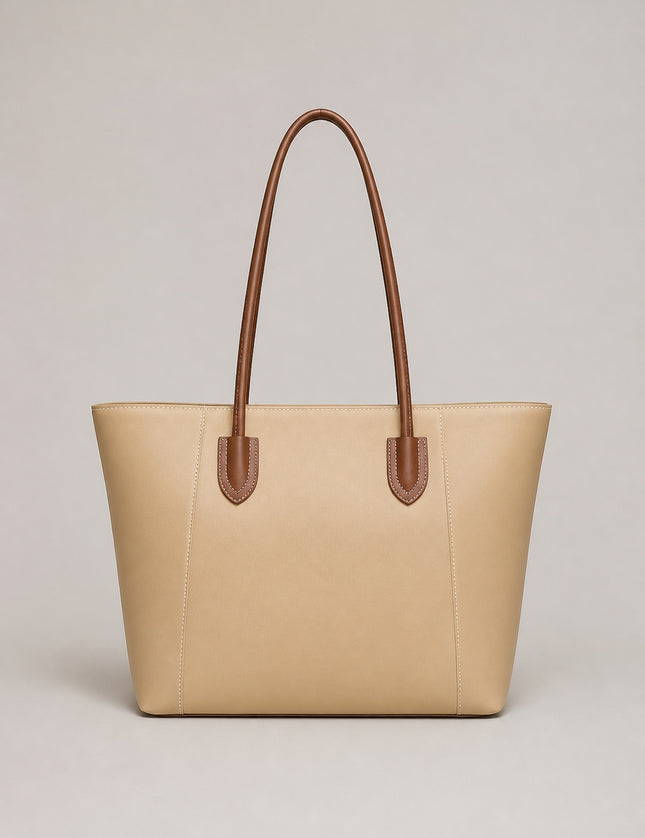 Sac à main de cours femme zippé en similicuir — vue de face sur fond gris clair