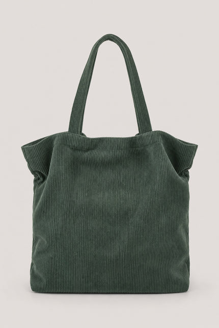 Tote bag femme en velours côtelé — vue de face sur fond gris clair