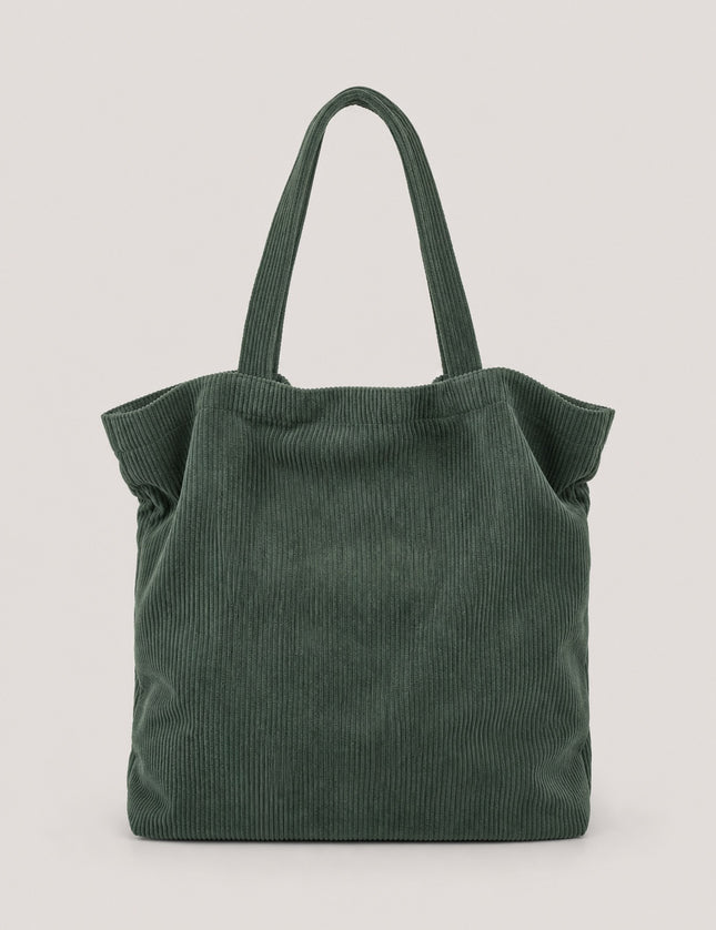 Tote bag femme en velours côtelé — vue de face sur fond gris clair