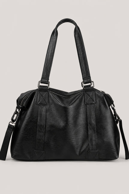 Grand sac cabas femme zippé avec bandoulière — vue de face sur fond gris clair