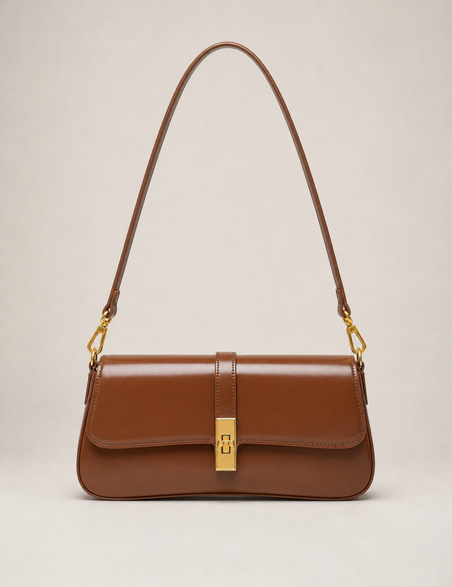 Petit sac épaule femme en cuir fendu — vue de face sur fond gris clair