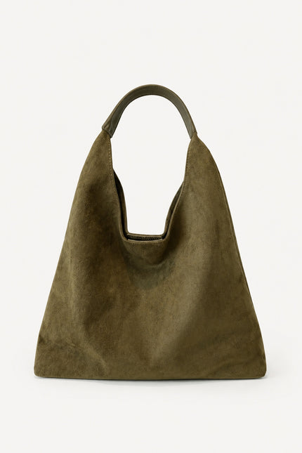 Sac besace femme en suédine avec pochette — variante 1 : Kaki