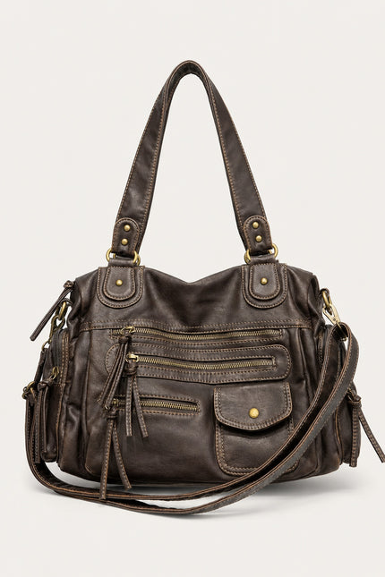 Sac cabas marron femme en polyuréthane avec bandoulière — variante 1 : Marron