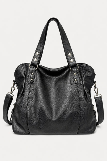 Grand sac de cours femme grainé avec bandoulière — variante 1 : Noir