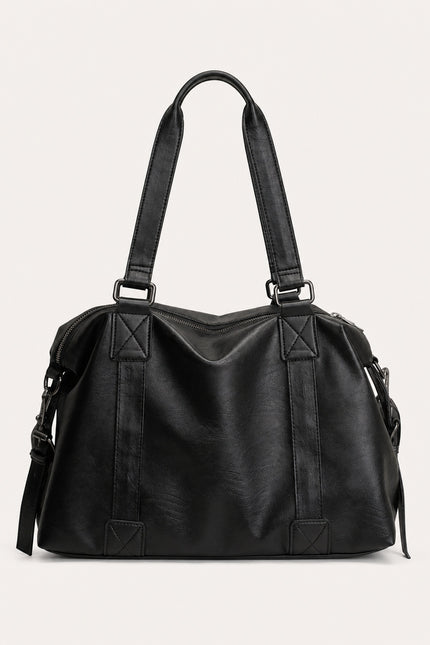 Grand sac cabas femme zippé avec bandoulière — variante 1 : Noir