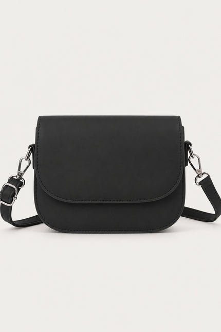 Petit sac bandoulière en similicuir à rabat — variante 1 : Noir