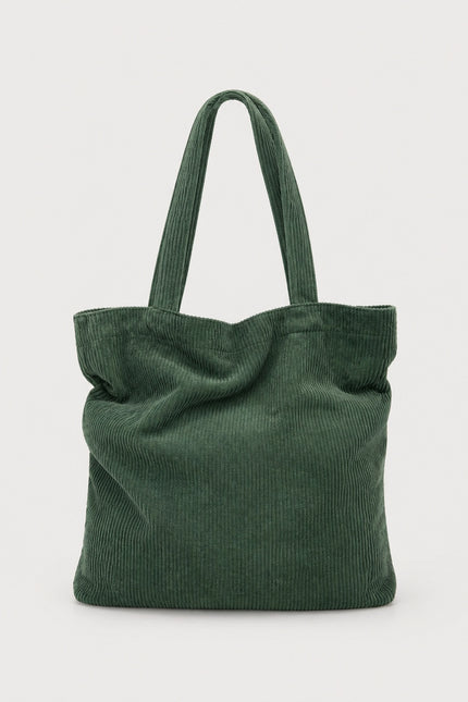 Tote bag femme en velours côtelé — variante 1 : Vert