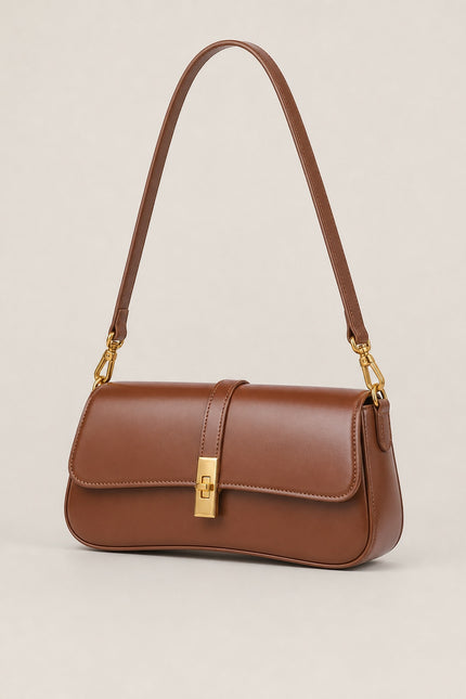 Petit sac épaule femme en cuir fendu — vue trois-quarts sur fond gris clair