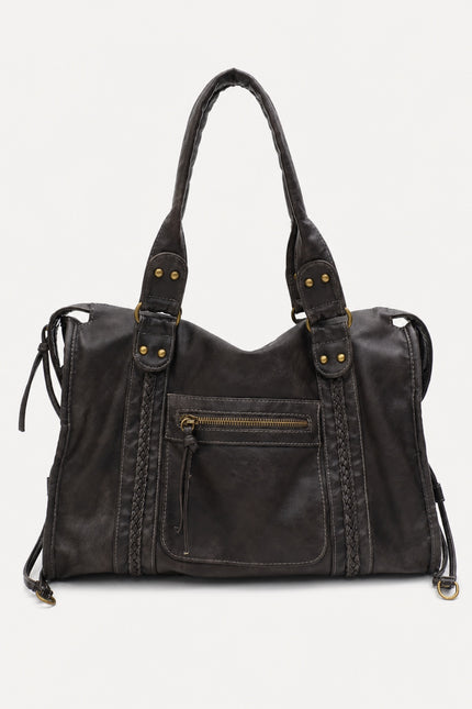 Sac de cours femme en similicuir avec bandoulière — variante 2 : Anthracite