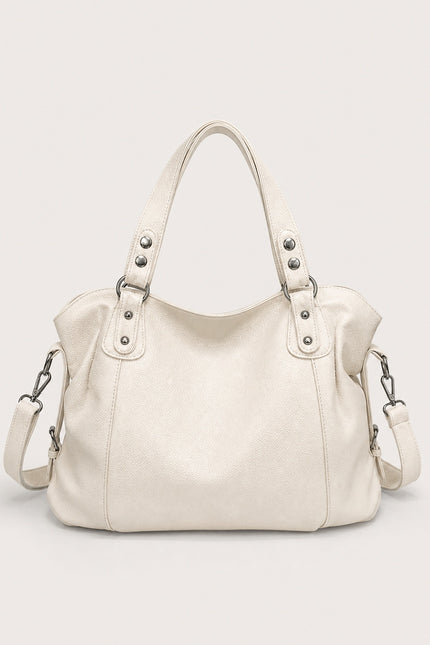 Grand sac de cours femme grainé avec bandoulière — variante 2 : Crème