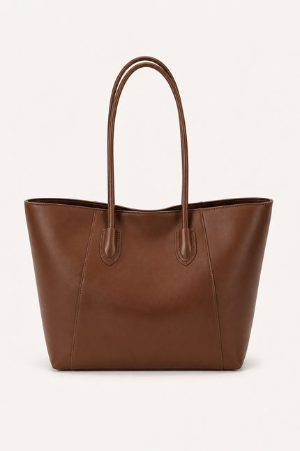 Sac à main de cours femme zippé en similicuir — variante 2 : Marron