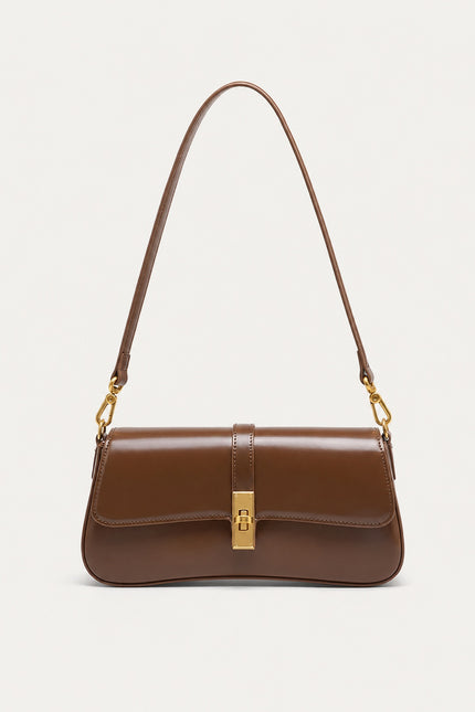 Petit sac épaule femme en cuir fendu — variante 2 : Marron