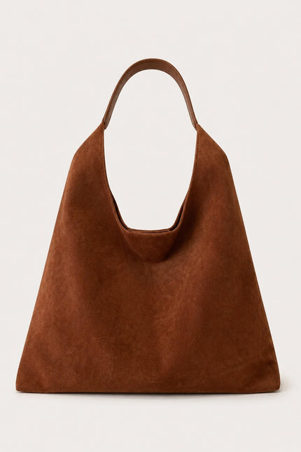 Sac besace femme en suédine avec pochette — variante 2 : Marron
