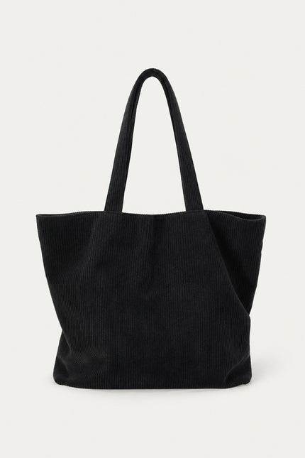 Tote bag femme en velours côtelé — variante 2 : Noir