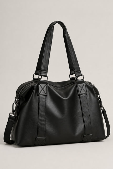 Grand sac cabas femme zippé avec bandoulière — vue trois-quarts sur fond gris clair