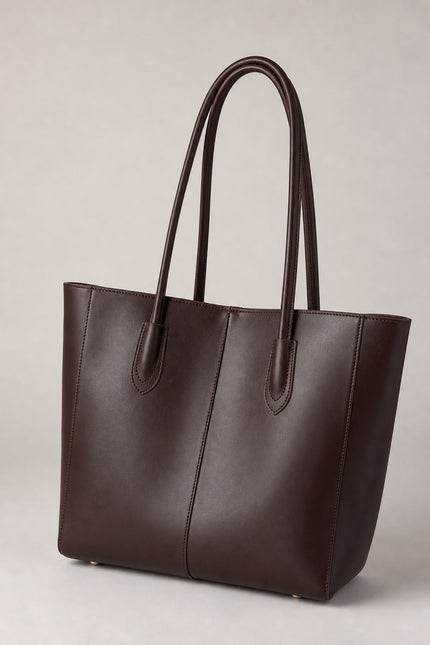 Grand sac cabas de cours femme avec pochette — vue trois-quarts sur fond gris clair