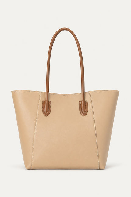 Sac à main de cours femme zippé en similicuir — variante 3 : Beige