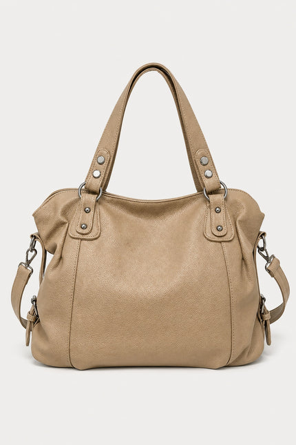 Grand sac de cours femme grainé avec bandoulière — variante 3 : Beige