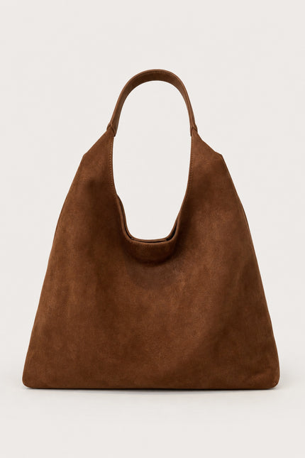 Sac besace femme en suédine avec pochette — variante 3 : Café