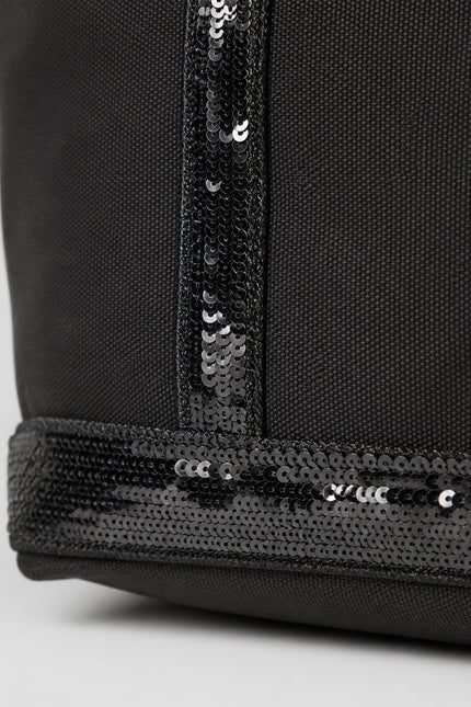 Grand sac cabas femme en toile à sequins — détail rapproché du sac