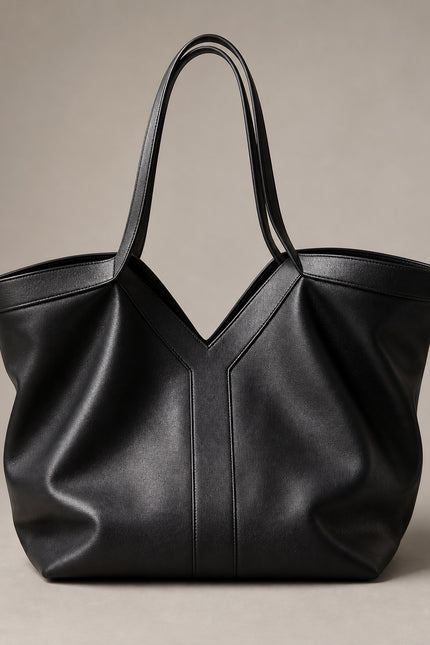 Sac cabas de cours femme évasé en similicuir — détail rapproché du sac