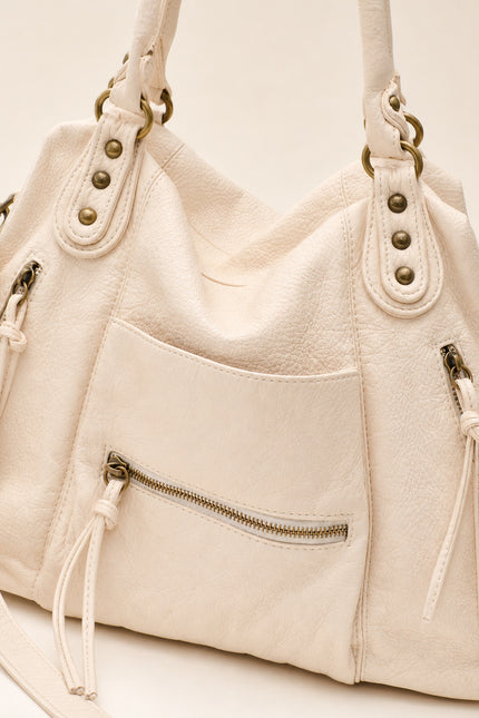 Sac cabas de cours femme zippé avec bandoulière — détail rapproché du sac