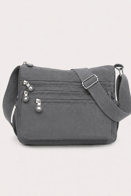Sac bandoulière femme en tissu Oxford multi-poches — variante 3 : Gris Foncé