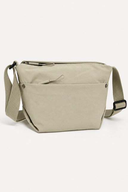 Grand sac banane femme en nylon avec poches zippées — variante 3 : Gris perle