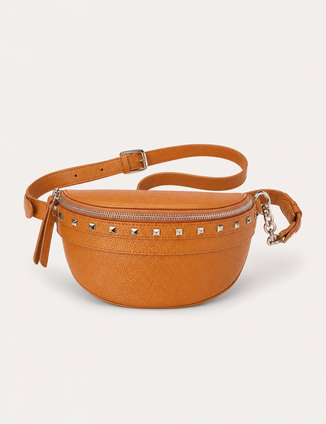 Sac banane femme en cuir fendu avec chaîne — variante 3 : Marron