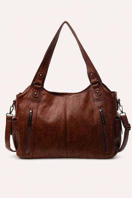 Sac cabas femme à deux compartiments en similicuir — variante 3 : Marron