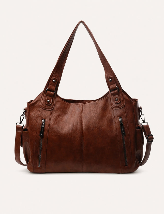 Sac cabas femme à deux compartiments en similicuir — variante 3 : Marron