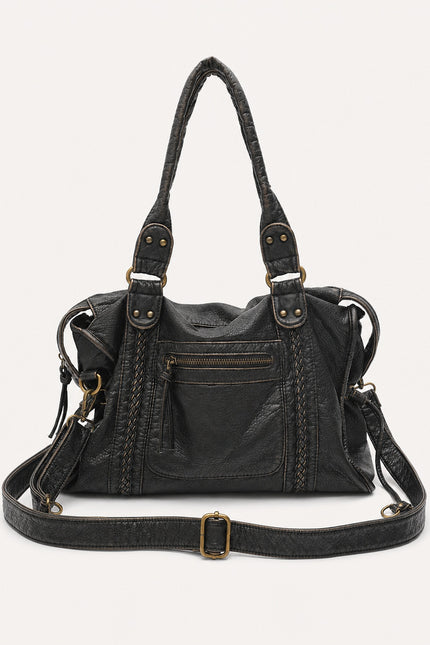 Sac de cours femme en similicuir avec bandoulière — variante 3 : Noir