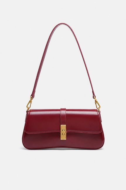 Petit sac épaule femme en cuir fendu — variante 3 : Rouge