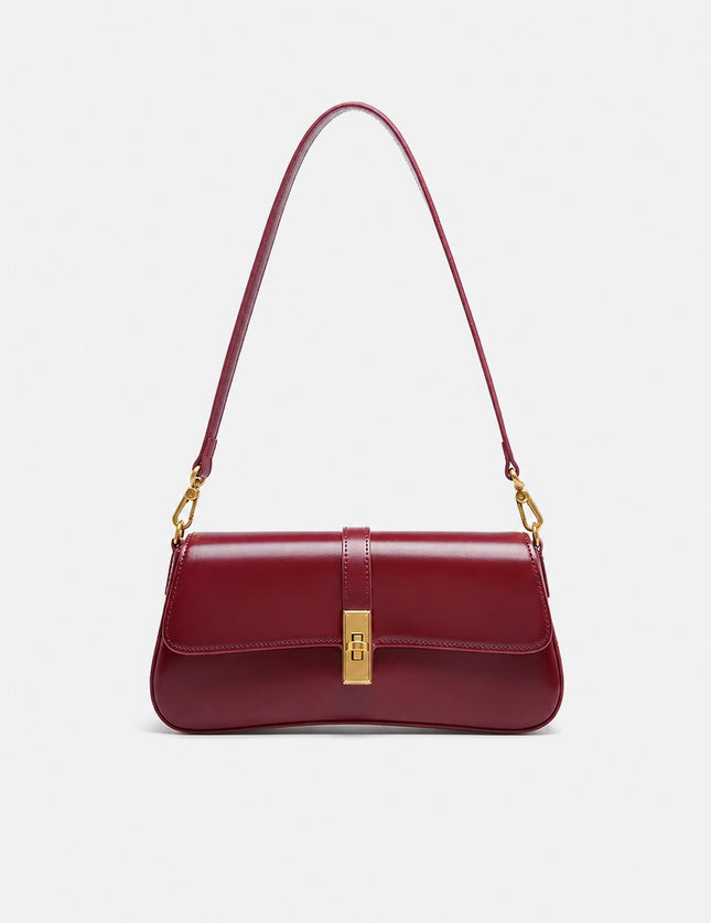 Petit sac épaule femme en cuir fendu — variante 3 : Rouge