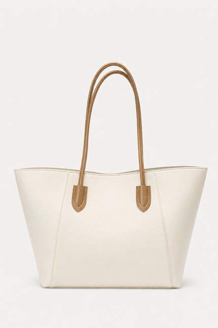 Sac à main de cours femme zippé en similicuir — variante 4 : Blanc