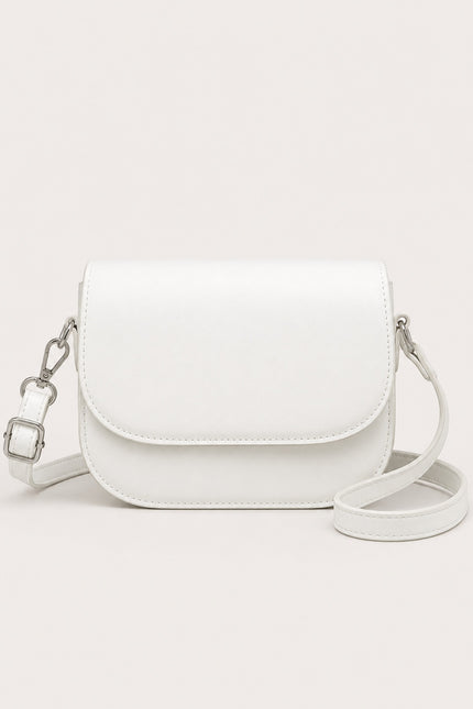 Petit sac bandoulière en similicuir à rabat — variante 4 : Blanc