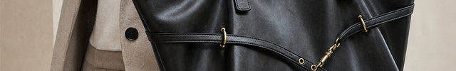 Grand sac cabas de cours femme en similicuir évasé — porté sur mannequin avec une tenue