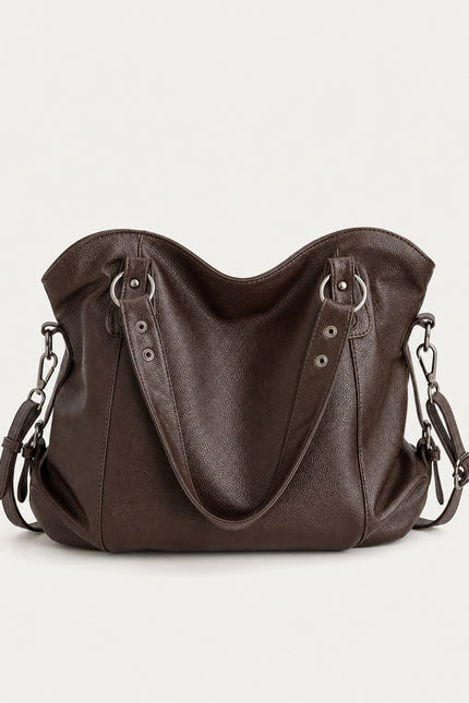 Grand sac de cours femme grainé avec bandoulière — variante 4 : Marron