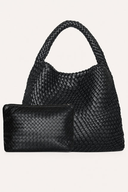 Sac à main tressé femme en similicuir — variante 4 : Noir