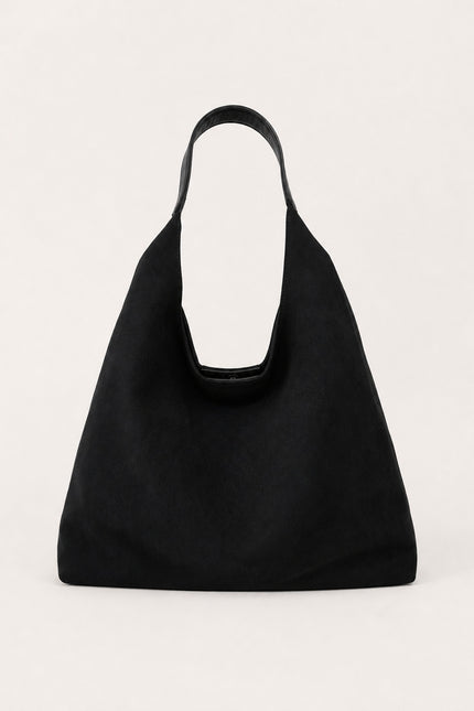 Sac besace femme en suédine avec pochette — variante 4 : Noir