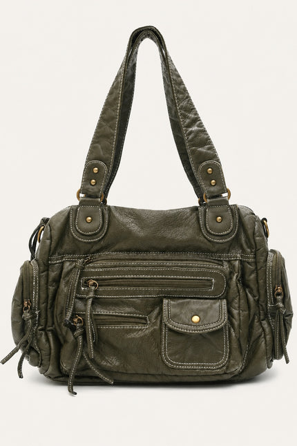 Sac cabas femme multi-poches avec bandoulière — variante 4 : Olive