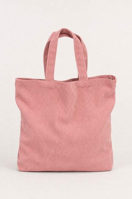 Tote bag femme en velours côtelé — variante 4 : Rose