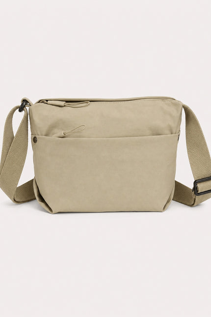 Grand sac banane femme en nylon avec poches zippées — variante 5 : Beige