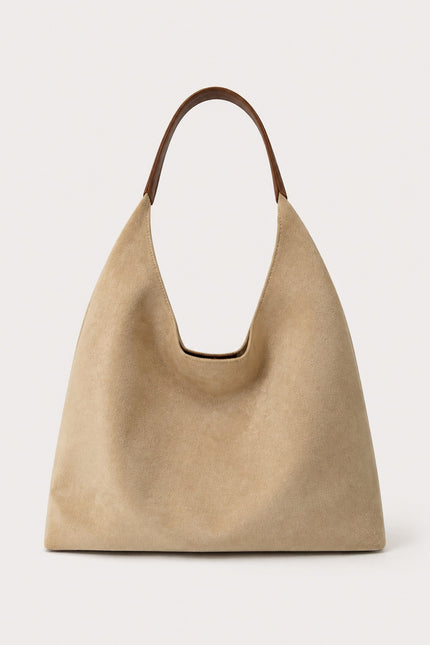 Sac besace femme en suédine avec pochette — variante 5 : Beige