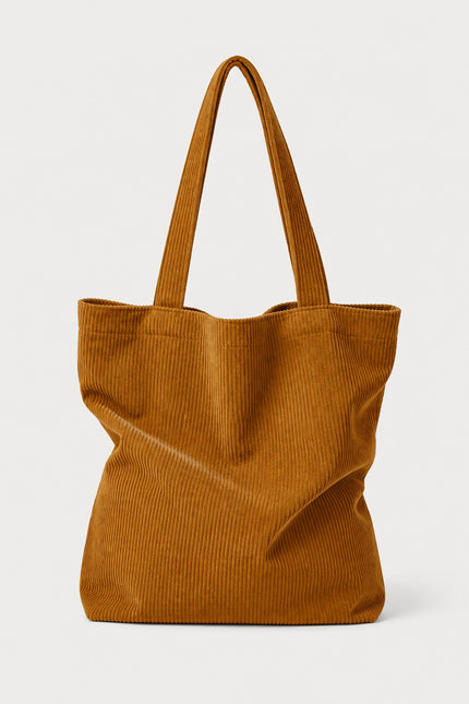 Tote bag femme en velours côtelé — variante 5 : Marron